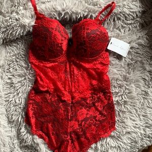 New with Tags Red Lingerie Lace Bodysuit